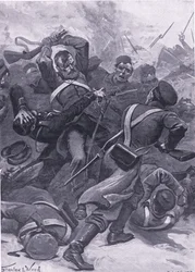 Inkerman: Das 55. (2. Border) Regiment stürmt die Russen, Illustration aus British Battles on Land and Sea, 1915