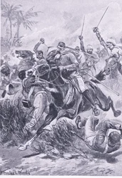 Freiwillige Kavallerie außerhalb von Lucknow, 30. Juni 1857, Illustration aus British Battles on Land and Sea, 1915