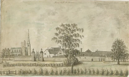 Hamstall Ridware - Kirche und Herrenhaus: Aquarellzeichnung, undatiert [1762-1802]