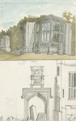 Tixall - Gotisches Fenster und heraldische Antiquitäten: Aquarell, undatiert [1762-1802]