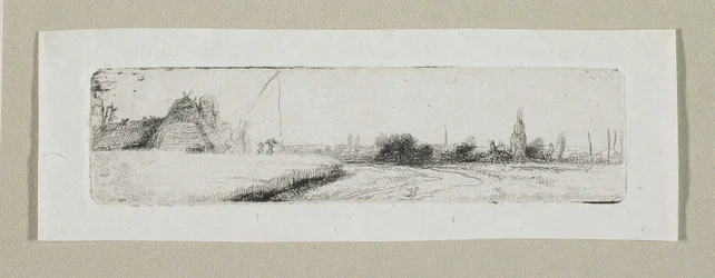 Kleine Landschaft mit entferntem Dorf