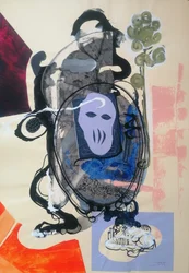 Rätselhafte violette Maske