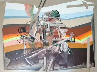 Figuren in einer surrealen Traumlandschaft