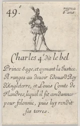 Charles 4.e- genannt der Schöne, weiser Prinz..., aus Das Spiel der Könige von Frankreich Jeu des Rois..., 1644