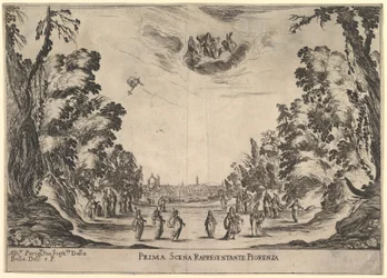 Erste Szene, in Florenz, aus Die Hochzeit der Götter, 1637