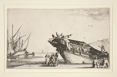 Hafenszene aus einer Serie von acht Marines, Dev. 813