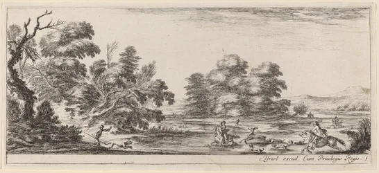 Landschaft mit Hirschjagd