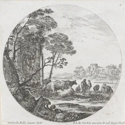 Landschaft mit Herde und korinthischem Kapitell