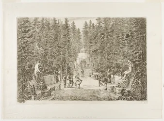 Die aus dem Boden sprudelnden Wasserstrahlen, aus Ansichten der Villa von Pratolino
