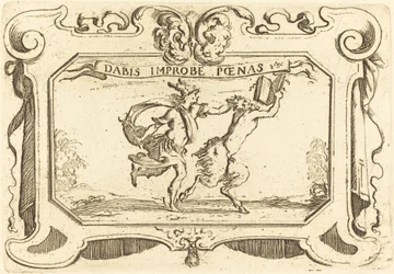 Merkur jagt einen Satyr mit einem Buch