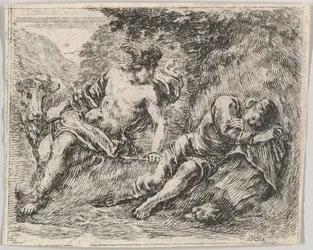 Merkur und Argos, aus Spiel der Mythologie Jeu de la Mythologie, 1644