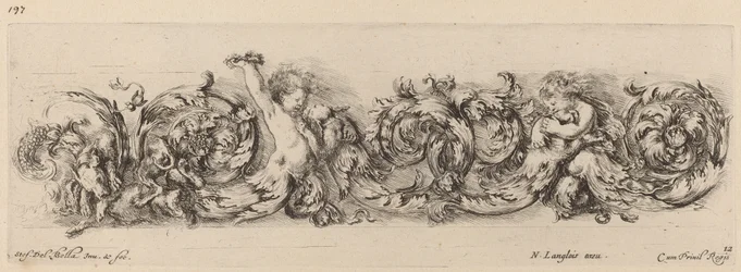 Ornamentale Fries mit Kindern und Hunden, wahrscheinlich 1648