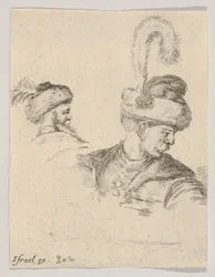 Tafel 11: eine polnische Büste im Profil, nach rechts gedreht, ein weiterer polnischer Kopf von..., ca. 1649