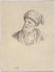Tafel 12: Büste eines alten türkischen Mannes mit Turban, nach links blickend, aus „Verschiedene Köpfe und Figuren“