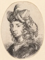 Mehrere Köpfe im persischen Stil: Porträt, Sultana mit Perlenkette und Turban