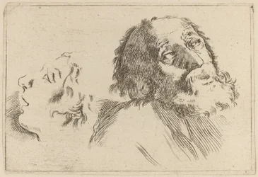 Studie von Köpfen, einer nach rechts und der andere nach links gedreht