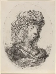 Sultanin mit gestreiftem Turban, nach rechts gewandt