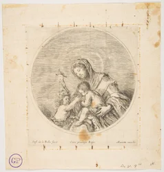 Die Jungfrau und das Kind mit dem heiligen Johannes, eine runde Komposition, ca. 1641