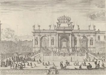 Der Altar des heiligen Sakraments, links das Sakrament unter einem Baldachin, getragen in Prozession, ca. 1648