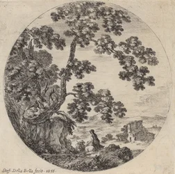 Zwei Reisende an einer alten Eiche vorbeigehend, 1656