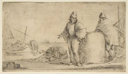 Zwei Matrosen mit einer Warenballen, ca. 1662