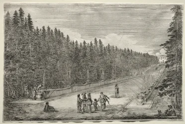 Ansichten der Villa von Pratolino: Die Promenade der Brunnen