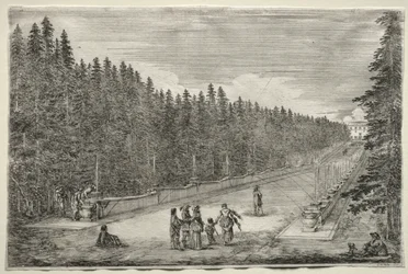 Ansichten der Villa von Pratolino: Die Promenade der Brunnen