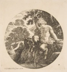 Junger Satyr kurz vor dem Bad in einem Fluss, aus 