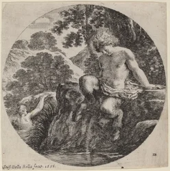 Junger Satyr am Ufer eines Baches