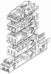 Georgianisches Haus im Querschnitt, ca. 1760-1790 (gezeichnet 2003)