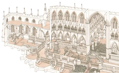 Der Chor der Westminster Abbey zur Zeit der Krönung König Heinrichs IV. im Jahr 1399, 2023