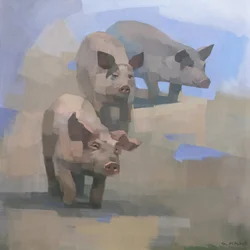 Drei neugierige Schweine