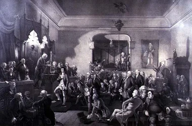 Die Einweihung von Robert Burns (1759-96) als Poet Laureate in der Lodge, Canongate, Edinburgh