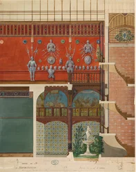 Architektonische Zeichnung des Inneren des Hauses des Comte de Nieuwerkerke, ca. 1870