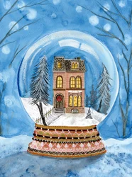 Gemütliche Winterhaus-Schneekugel
