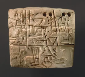 Keilschrifttafel mit Gerstenverteilung, ca. 3000 v. Chr.