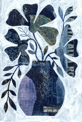 Blaues Blumencollage