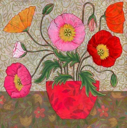 Bunte Mohnblumen in Vase