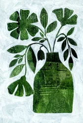 Grüne Botanische Collage Vase