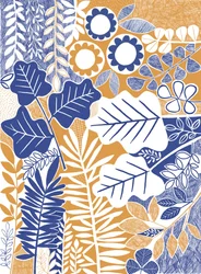 Stilisierte blau-orange Blätter