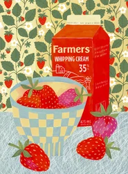 Sommererdbeeren und Sahne