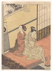 Abendlicher Klang der Uhr (Tokei no bansho), aus der Serie „Acht Ansichten des Salons“ (Zashiki hakkei)