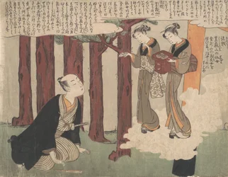 Erstes Blatt des Shunga, Die erfreulichen Liebesabenteuer von Maneyemon