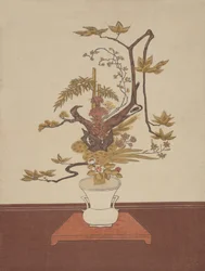 Ike Bana Blumenarrangement im Ike-no-bo Stil, wahrscheinlich 1765