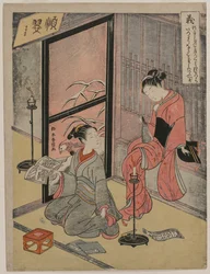 Gerechtigkeit Zwei Jungenprostituierte sitzen bei einer Kerze..., 1767