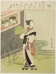 Der vierte Monat (Uzuki), aus der Serie "Beliebte Versionen unsterblicher Dichter in vier Jahreszeiten (Fuzoku shiki kasen)"