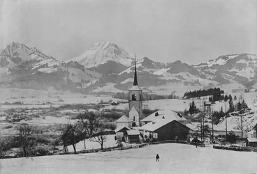 Le Moleson, Ansicht von Broc, Gruyere