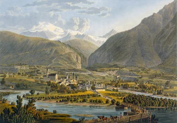 Brigg auf der Rhone, Berner Alpen, Schweiz, aus Voyage Pittoresque de Geneve a Milan, 1819