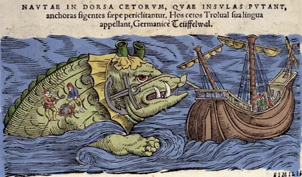 Seemonster und Schiff, Illustration aus 