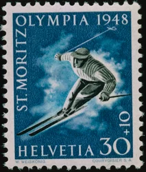 Briefmarke zur Erinnerung an die Olympischen Winterspiele 1948